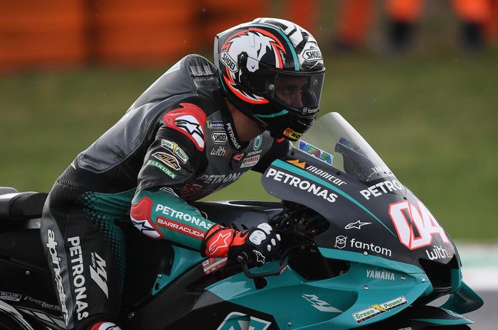 Pembalap Petronas Yamaha SRT, Andrea Dovizioso pada seri balap MotoGP San Marino 2021 di Sirkuit Misano.