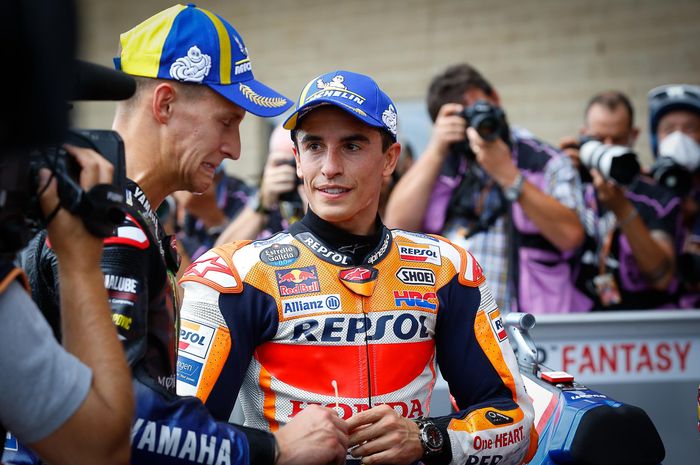 Pembalap Repsol Honda, Marc Marquez, seusai sesi kualifikasi MotoGP Americas 2021 di COTA, Minggu (3/10/2021) dini hari WIB.