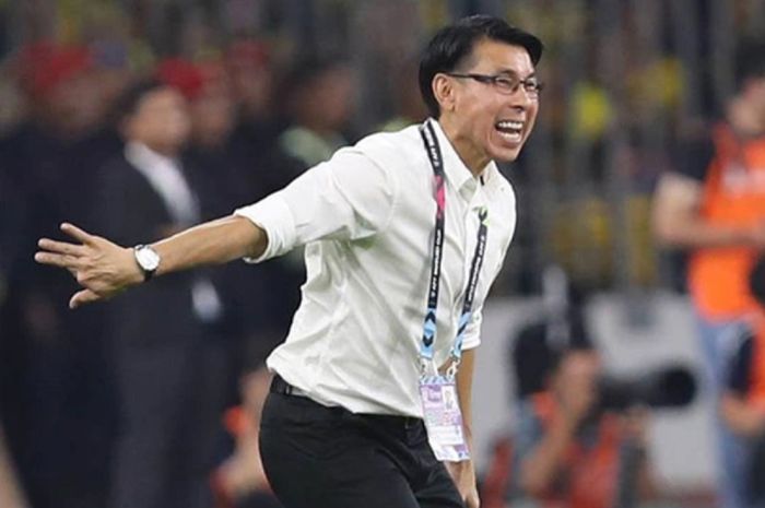 Pelatih Timnas Malaysia Tan Cheng Hoe berteriak saat mengawal pasukannya di lapangan. Malaysia masuk grup neraka bersama Timnas Indonesia dan Vietnam di Piala AFF 2020.