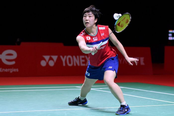 Pebulu tangkis tunggal putri Jepang, Akane Yamaguchi, pada semifinal BWF World Tour Finals 2021 di Bali International Convention Centre, Nusa Dua, Sabtu (4/12/2021).