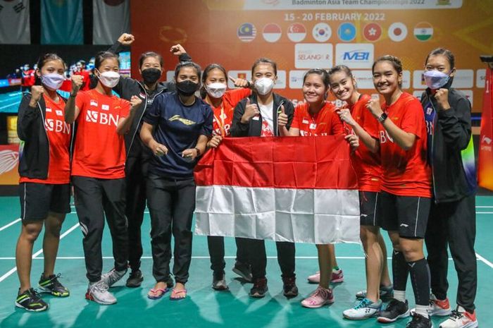 Tim Putri Indonesia memenangkan Badminton Asia Team Championship atau Kejuaraan Beregu Asia 2022 di Setia City Convention Center, Selangor, Malaysia, Minggu (20/2/22022)