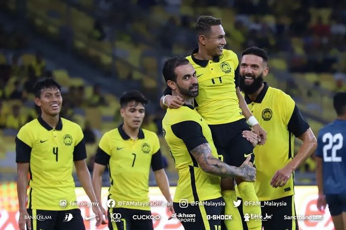 Timnas Malaysia saat membantai Brunei Darussalam 4-0 (28/5/2022). 