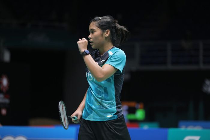 Gregoria Mariska saat bertanding di Malaysia Open 2022