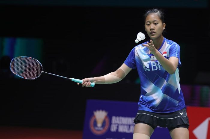 Pebulu tangkis tunggal putri Indonesia, Putri Kusuma Wardani saat bertanding di babak kualifikasi Malaysia Masters 2022, Selasa (5/7/2022)