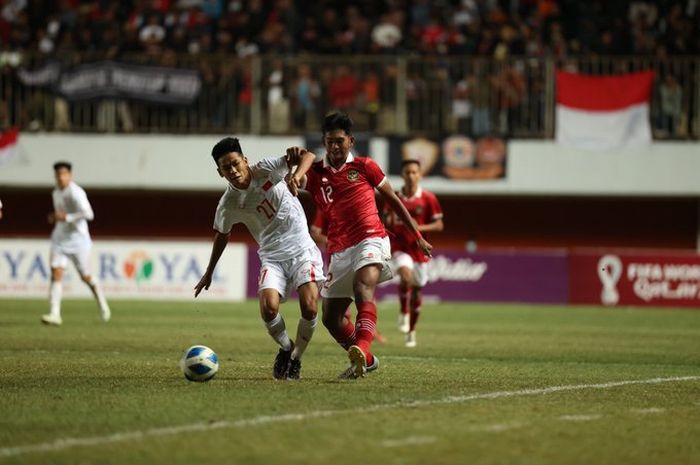 Timnas U-16 Indonesia vs Vietnam di Piala AFF U-16 2022 di Stadion Maguwoharjo, Sleman, Yogykarta, Sabtu (6/8/2022).