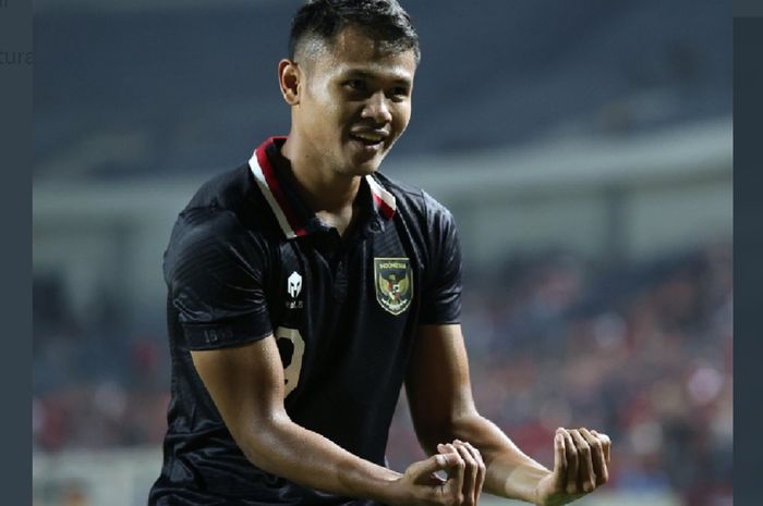 Dimas Drajad mencetak gol penentu kemenangan Timnas Indonesia 3-2 atas Curacao dalam FIFA Matchday di Stadion Gelora Bandung Lautan Api, Kota Bandung,  Sabtu (24/9/2022) malam WIB.