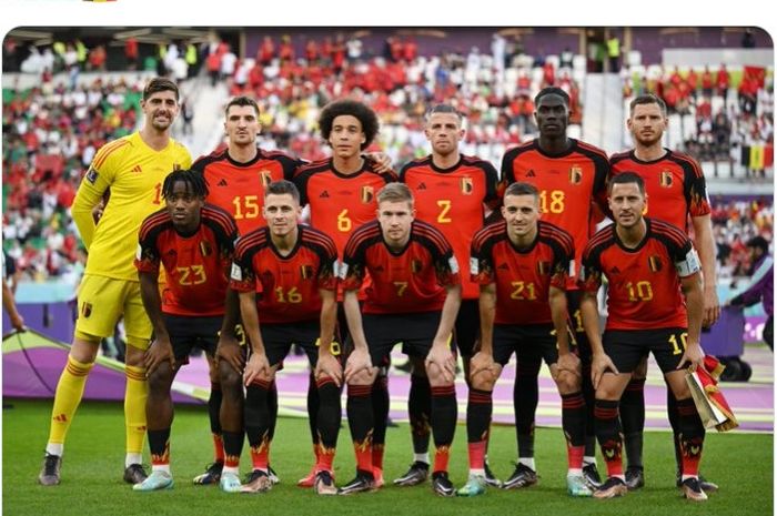 Starting line-up timnas Belgia dalam laga melawan timnas Maroko di Piala Dunia 2022, Minggu (27/11/2022)
