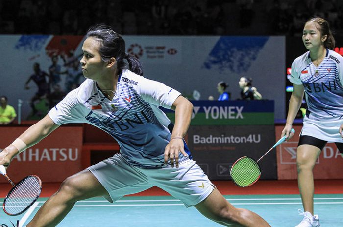 Meilysa Trias Puspita Sari/Rachel Allessya saat bertanding di ajang Indonesia Masters 2023.