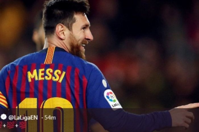 Kapten Barcelona, Lionel Messi, dalam partai melawan Eibar di Camp Nou pada Minggu (13/1/2018)