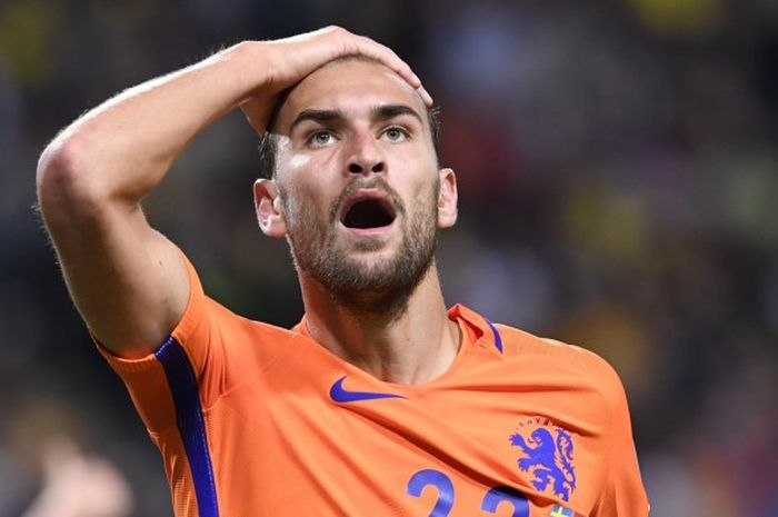 Wesley Sneijder di pertandingan Kualifikasi Piala Dunia 2018 antara Belanda dan Swedia di Solna pada