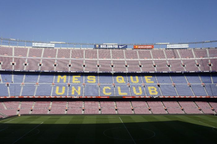 Markas Barcelona, Stadion Camp Nou, tengah dipersiapkan untuk laga akbar melawan Real Madrid, Kamis (25/10/