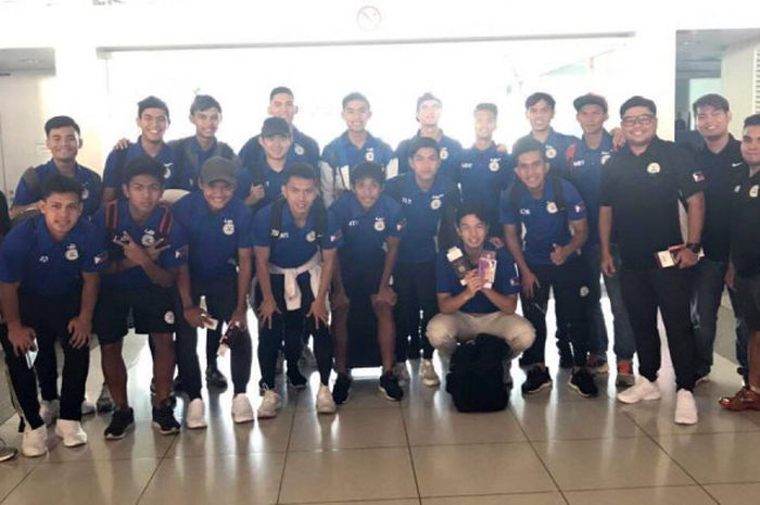 Skuat timnas U-22 Filipina saat bertolak ke Jepang untuk menjalani pemusatan latihan jelang SEA Game