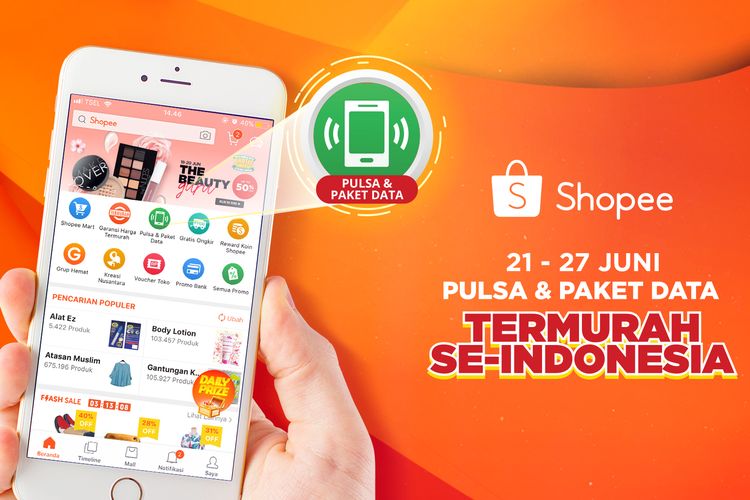 Shopee Luncurkan Fitur Beli Pulsa dan Paket Data Murah dengan Cashback