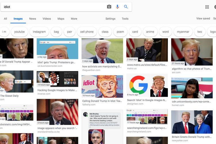 Terlalu! Presiden AS Donald Trump "Teridiot" di Mesin Pencari Google