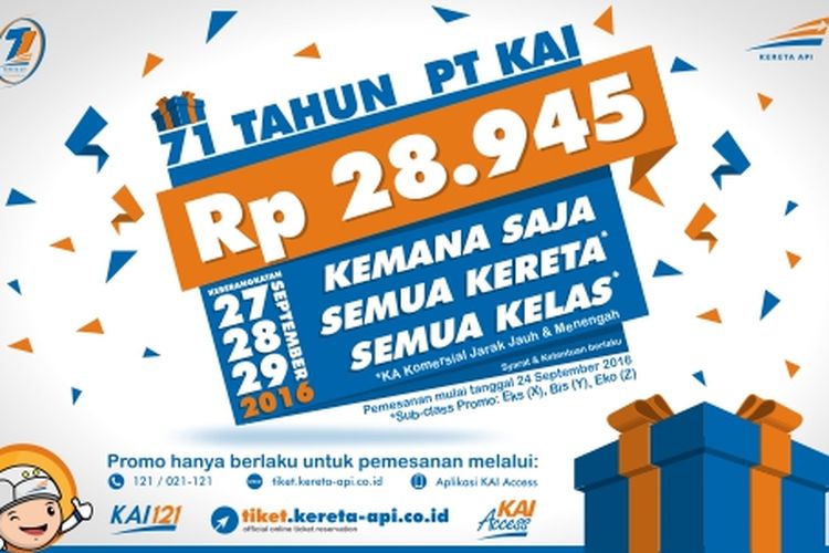 Ulang Tahun, PT KAI Gelar Tarif Promo Rp28.945 untuk Semua Kelas KA Jarak Jauh