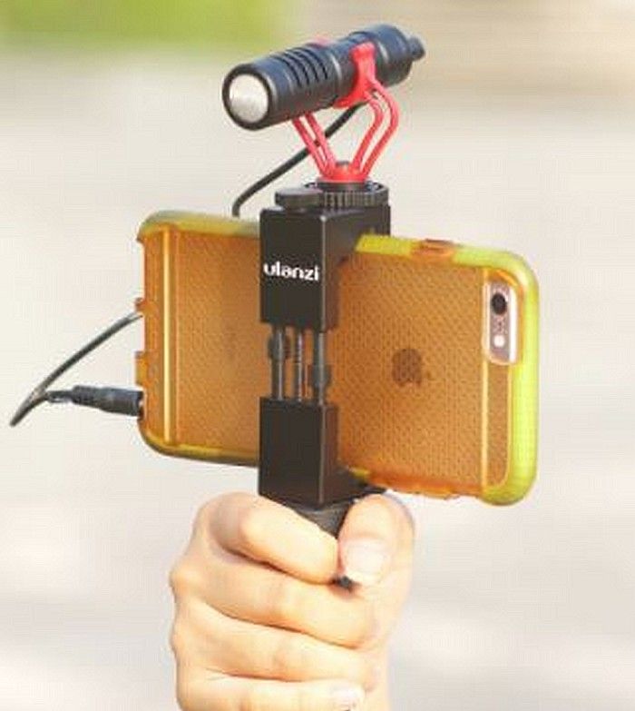 BOYA video microphone with handle grip tripod