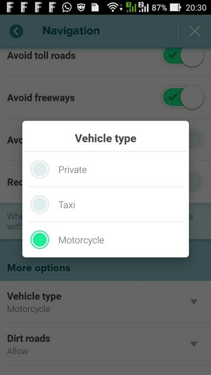 Menu khusus di Waze