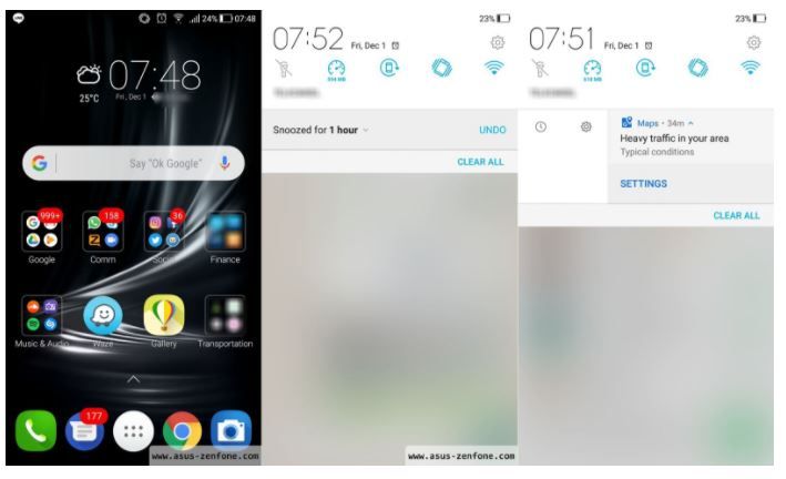 Tampilan layar Asus Zenfone 3 dengan Android Oreo