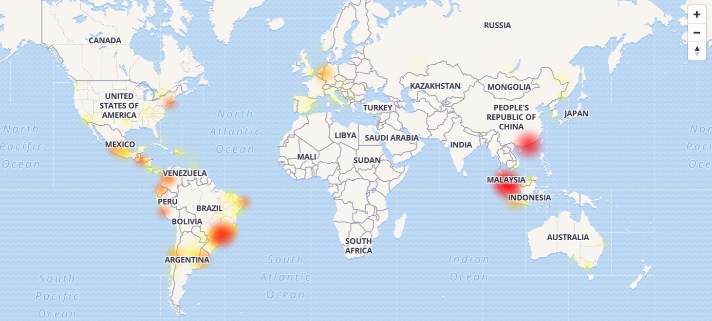 Peta error WhatsApp di seluruh dunia