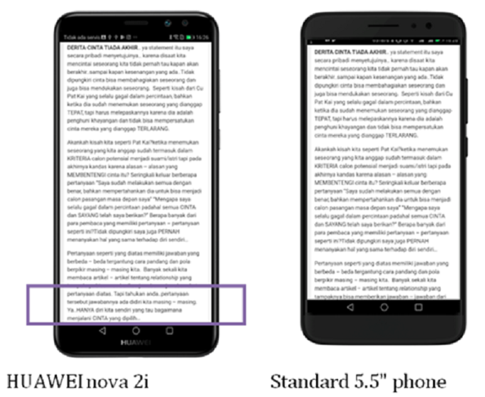 Ini perbandingan antara smartphone yang menggunakan teknologi FullView Display dengan yang tidak