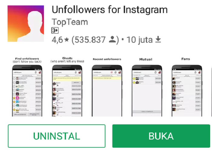 Download dan instal Unfollowers for Instagram