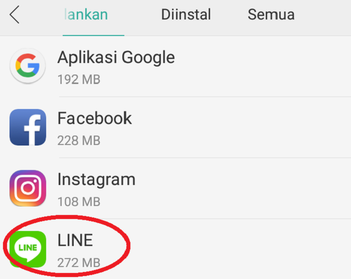 Pilih aplikasi LINE