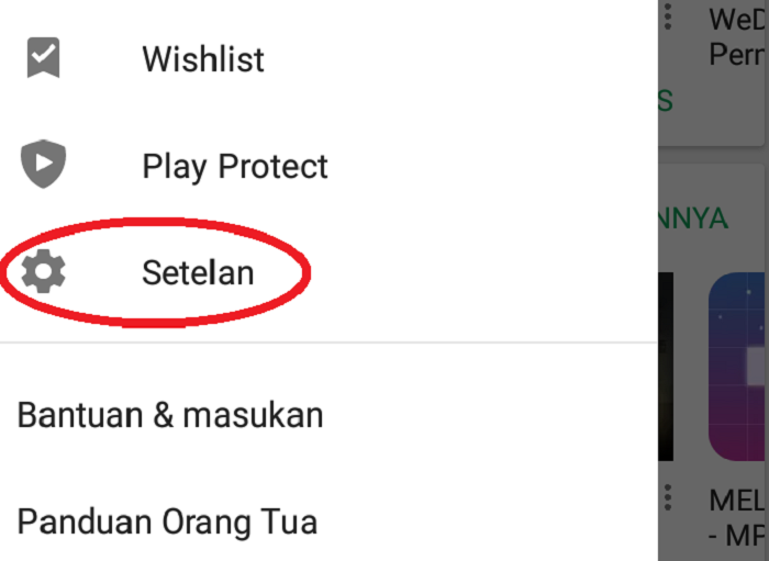 Pilih opsi Setelan