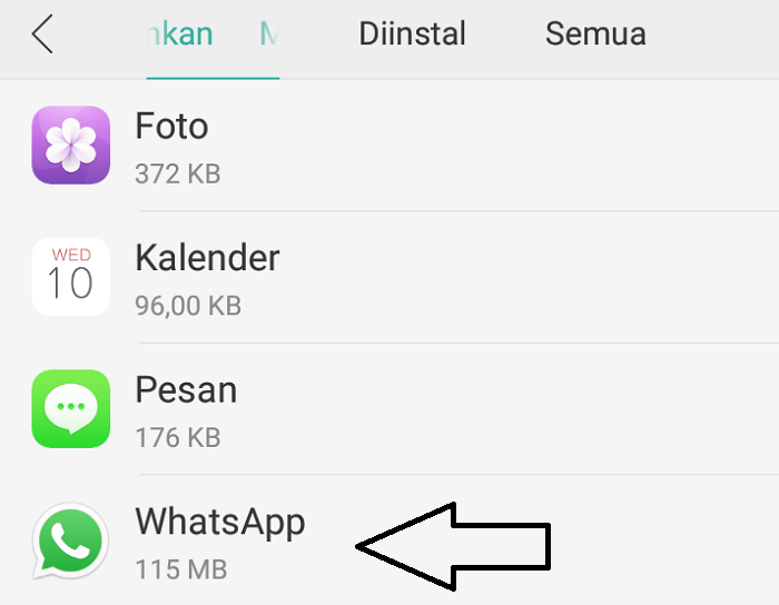 Pilih aplikasi WhatsApp