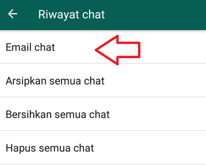 Pilih opsi Email chat