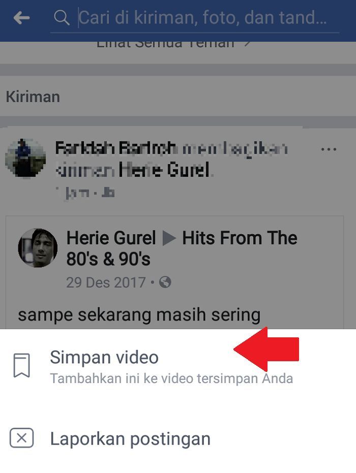 Pilih opsi Simpan video