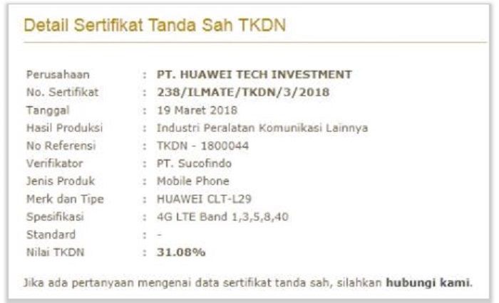 TKDN Huawei Nova 2 Lite