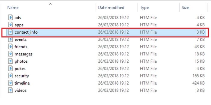 Buka folder, lalu pilih HTML, dan pilih ke kontak info