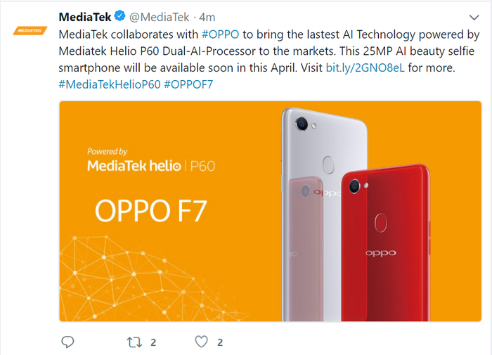 Status Mediatek tentang prosesoor OPPO F7