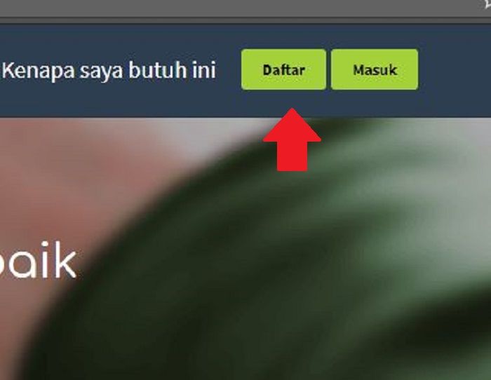 Klik opsi daftar