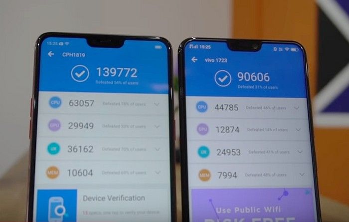 Skor Antutu Oppo F7 vs Vivo V9