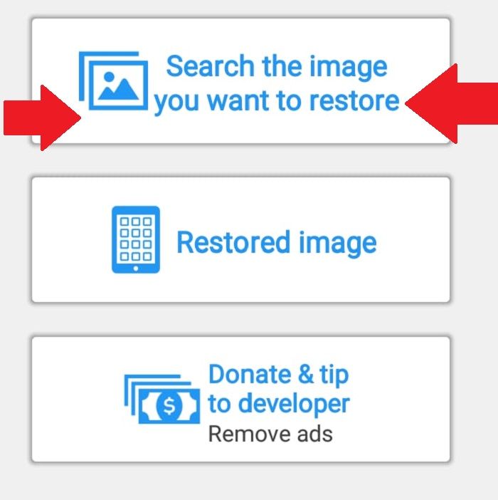 Pilih opsi search the image you want to restore
