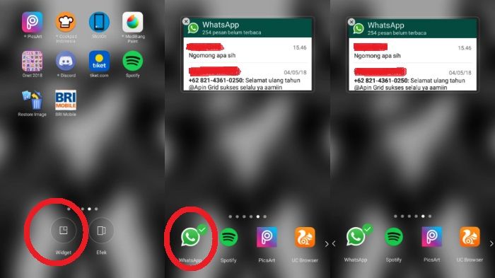 Aktifkan widget WhatsApp