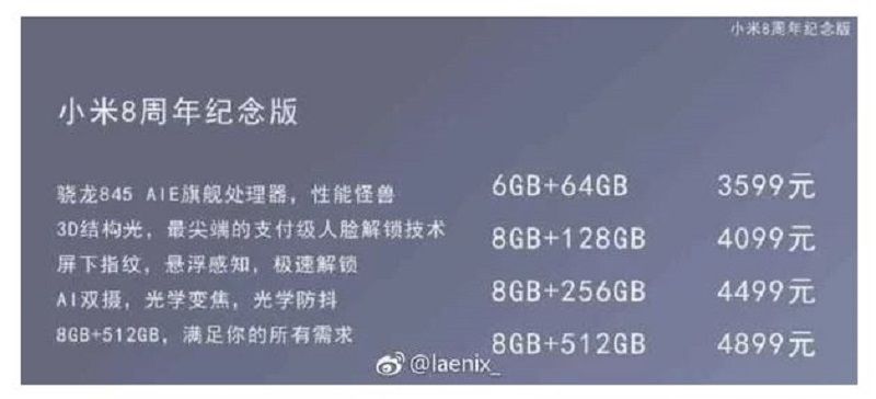 Bocoran Xiaomi Mi 8