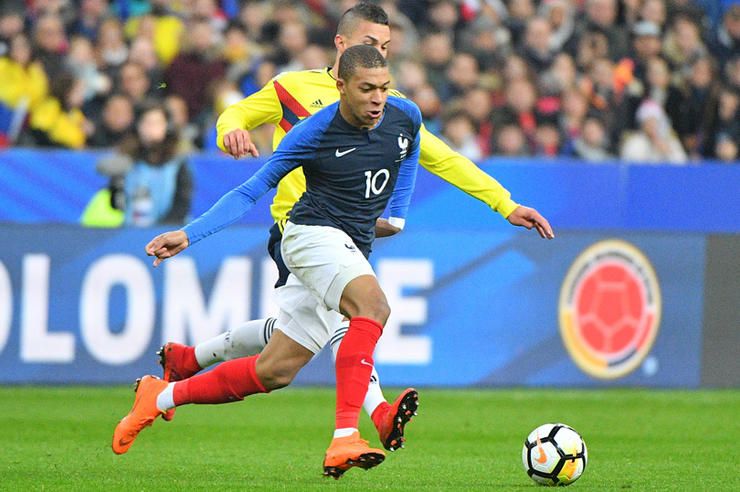 France's Kylian Mbappe during France v Colombia friendly football match at the Stade de France stadi