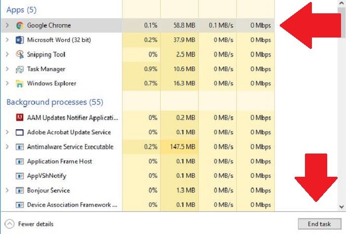 End Task Google Chrome 