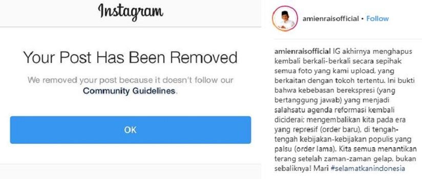 Ini Unggahan Amien Rais yang Konon Dihapus Sepihak oleh Instagram, Ada Apa?