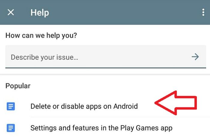 Pilih opsi Delete or disable apps on Android