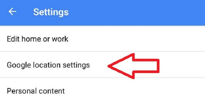 Pilih opsi Google locations settings