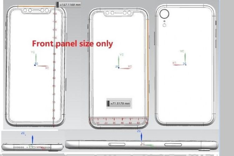 Bocoran skema yang diduga iPhone X versi murah.