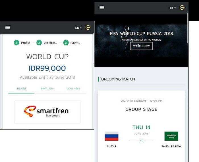 Tampilan Smartfren World Cup 2018