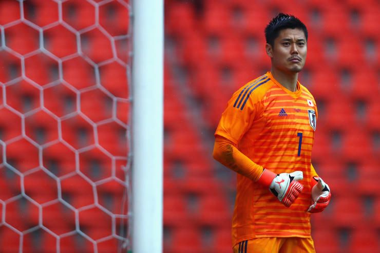 LIEGE, BELGIUM - MARCH 27:  Goalkeeper, Eiji Kawashima of Japan looks on during the International fr