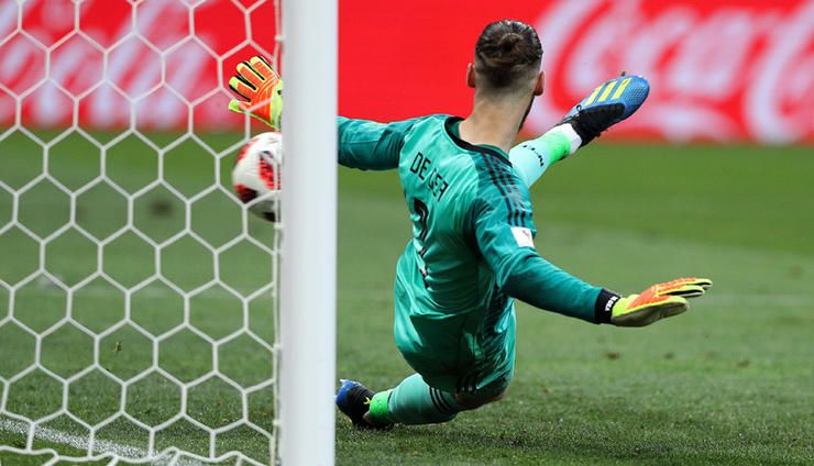 MOSCOU, MO - 01.07.2018: SPAIN VS RUSSIA - David DE GEA of Spain takes a penalty kick from Denis CHE
