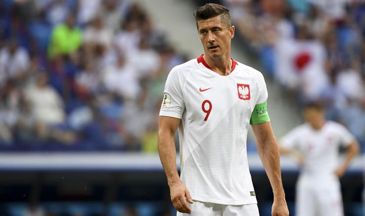 Robert Lewandowski of Poland during the 2018 FIFA World Cup Group H match between Japan and Poland a