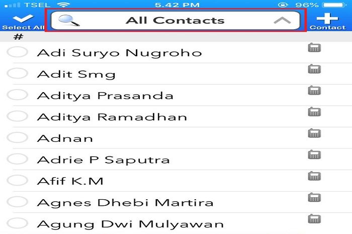pilih All Contacts