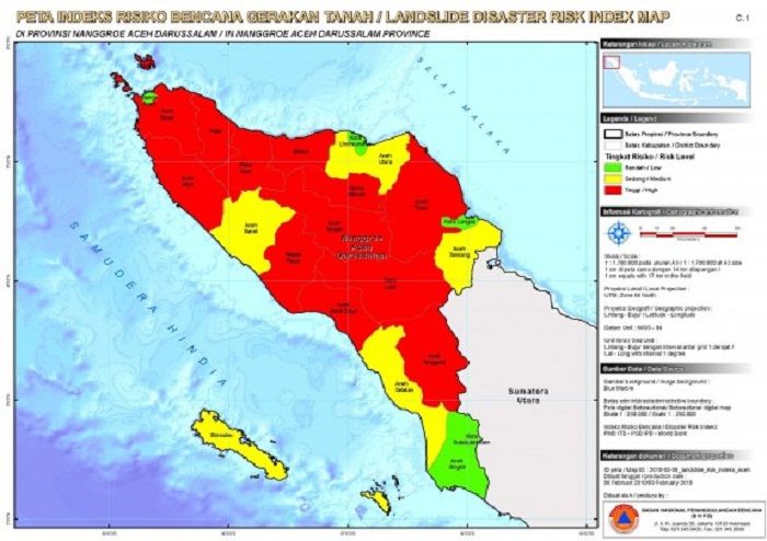 Peta Indeks Risiko Bencana Gerakan Tanah Aceh